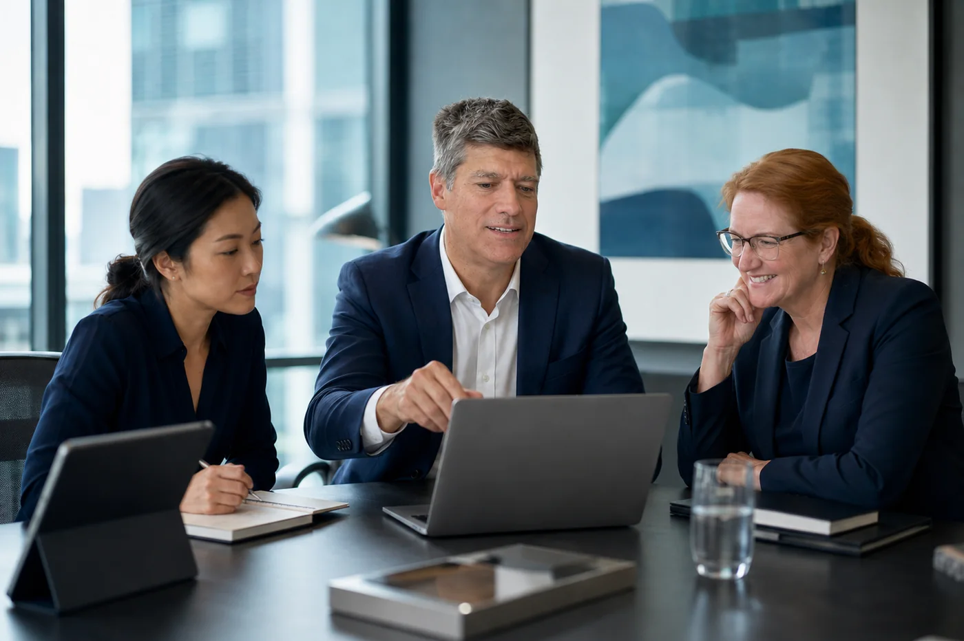 Consultants in a strategic business meeting